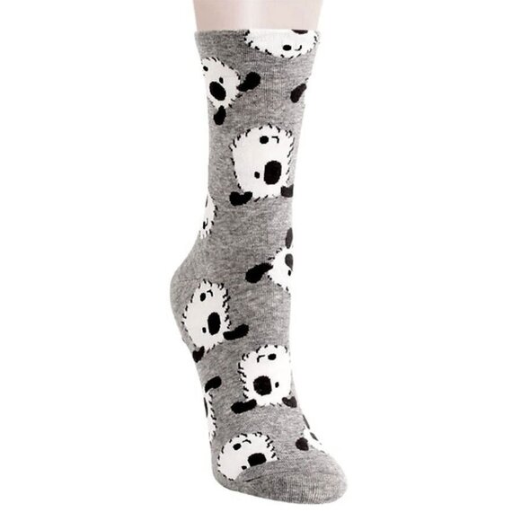 Andi Larose Womens Puppy Dog Pattern Socks White on Gray Gift Packaged - Picture 2 of 10